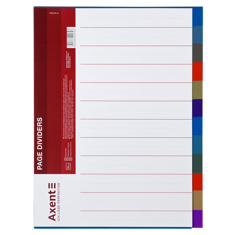 Trennblatt Axent 1912-01-A, farbig, 12-teilig