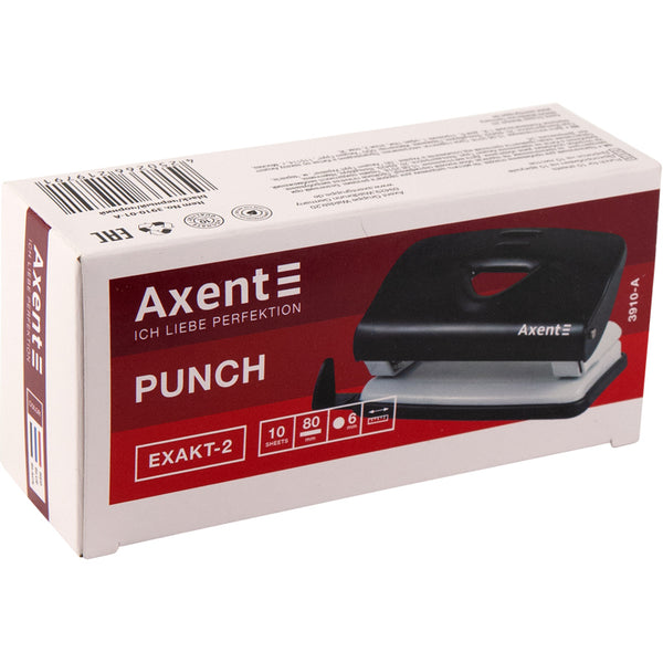 Hole punch Axent Exakt-2 3910-06-A, metal, 10 sheets, red