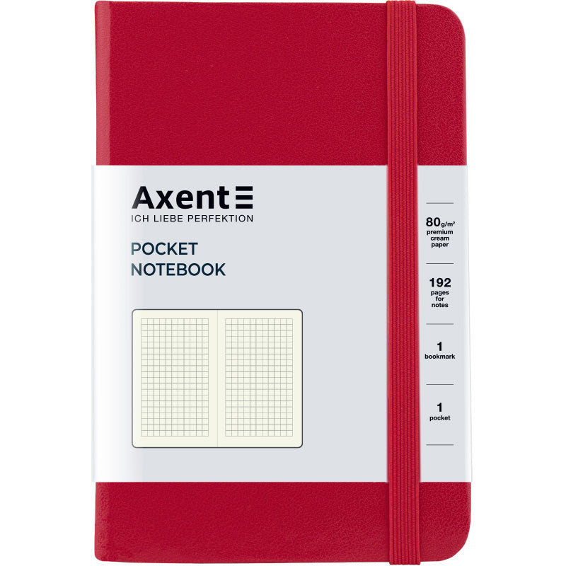 Notizbuch Axent Partner 8301-03-A, A6-, 95x140 mm, 96 Blätter, kariert, harter umschlag, rot
