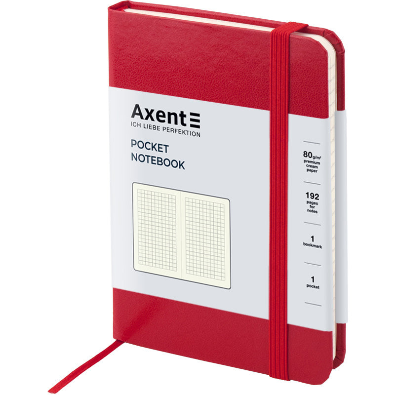 Notizbuch Axent Partner 8301-03-A, A6-, 95x140 mm, 96 Blätter, kariert, harter umschlag, rot