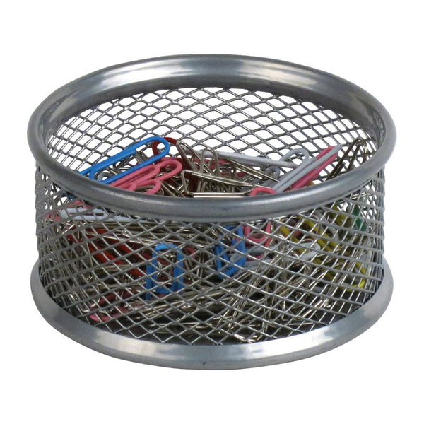 Büroklammernspender rund Axent 2113-03-A, Metallgitter, 80x80x40 mm, silber