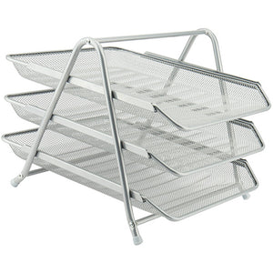 Document tray Axent 2122-03-A, horizontal, 3-in-1, metal, silver