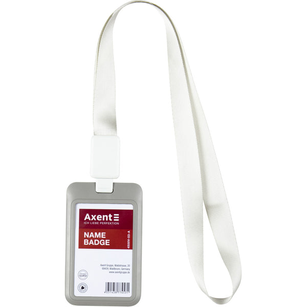 Name badge Axent 4500V-03-A, vertical, PP, light grey