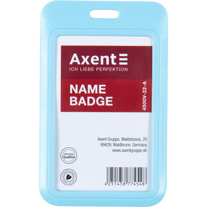 Name badge Axent 4500V-22-A, vertical, PP, light blue