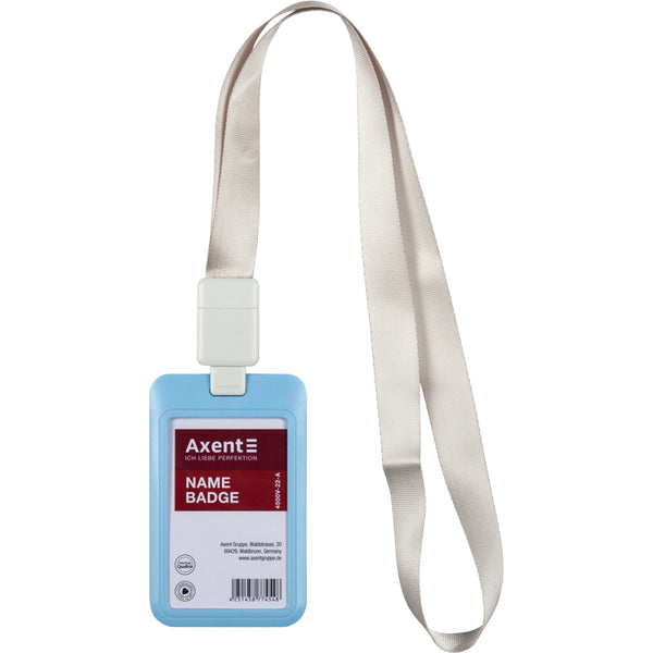 Name badge Axent 4500V-22-A, vertical, PP, light blue
