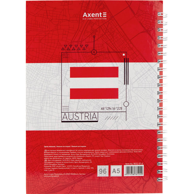 Spiralnotizbuch Axent Flags Vienna 8032-07-A, A5