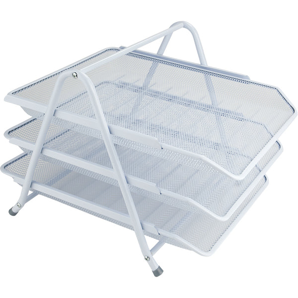 Document tray Axent 2122-21-A, horizontal, 3-in-1, metal, white