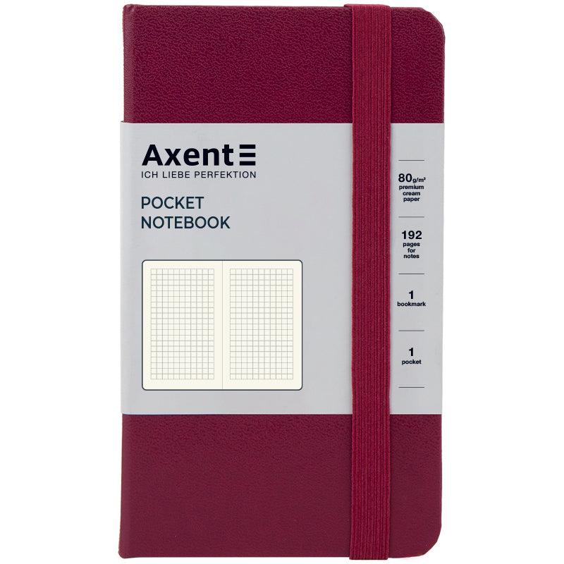 Notizbuch Axent Partner 8301-46-A, A6-, 95x140 mm, 96 Blätter, kariert, harter umschlag, weinrot