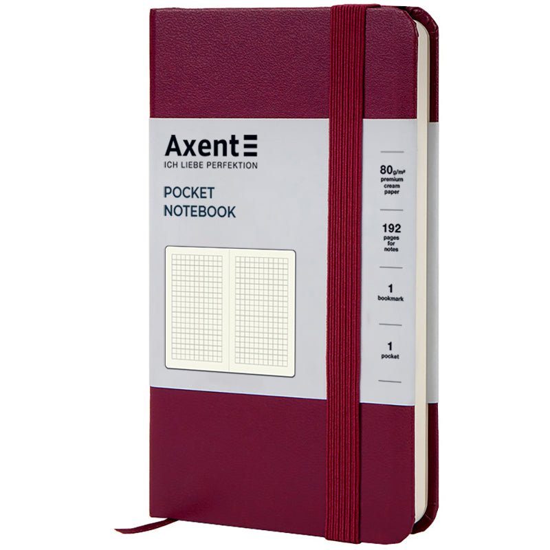 Notizbuch Axent Partner 8301-46-A, A6-, 95x140 mm, 96 Blätter, kariert, harter umschlag, weinrot