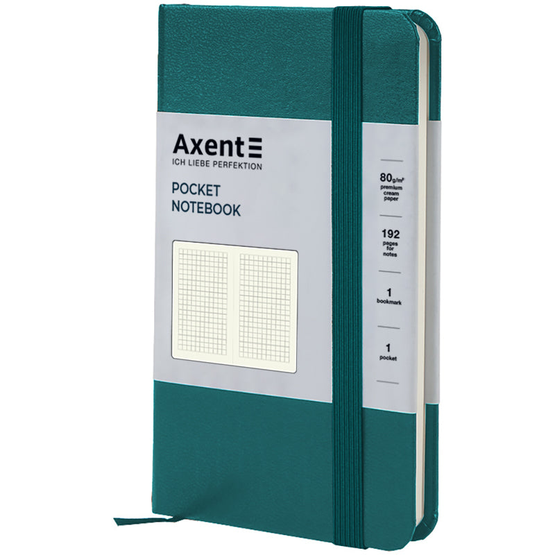 Notizbuch Axent Partner 8301-31-A, A6-, 90x150 mm, 96 Blätter, kariert, harter umschlag, malachit