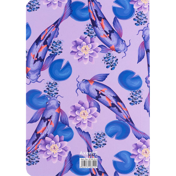 Notizbuch Axent Fish 8700-3-A, А5, 80 Blatt, kariert, lilablau