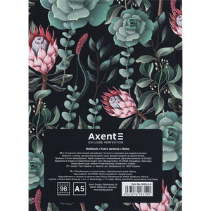 Notebook Axent Bloom 8456-4-A, А5, 96 sheets, squared, gree