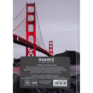 Notebook Axent R&B Bridge 8457-3-A, A5, 96 sheets,  squared, hard cover