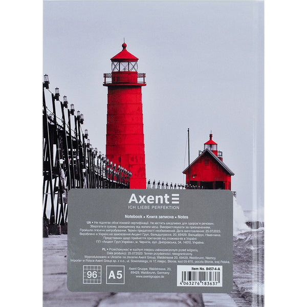 Notebook Axent R&B Lighthouse 8457-4-A, A5, 96 sheets,  squared, hard cover