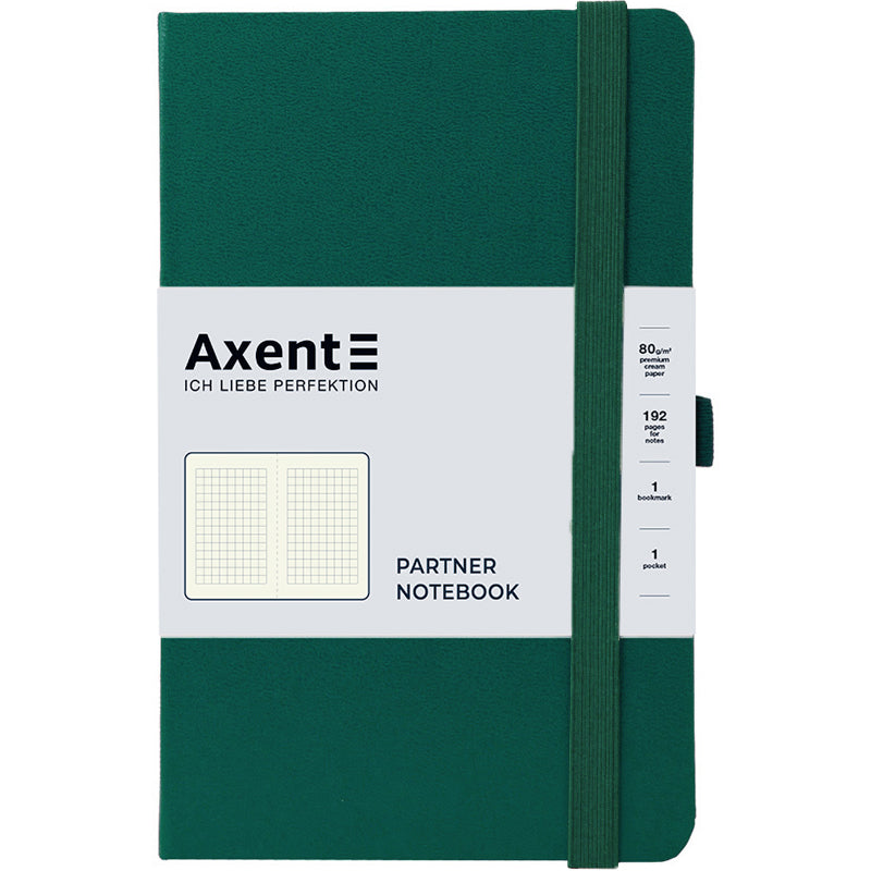 Notizbuch Axent Partner 8201-61-A, 125x195 mm, 96 Blatt, Zelle, waldgrün