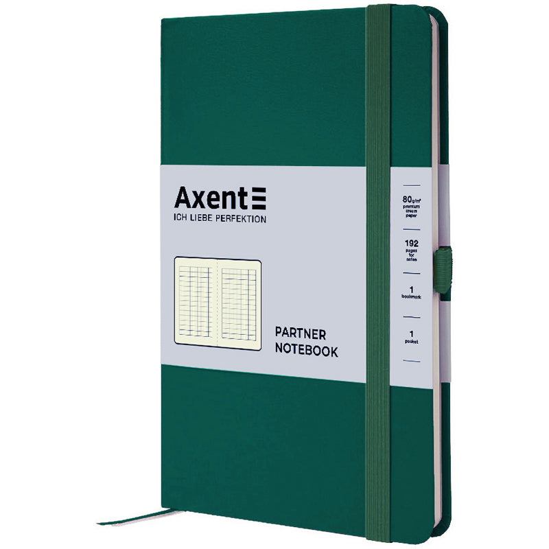Notizbuch Axent Partner 8201-61-A, 125x195 mm, 96 Blatt, Zelle, waldgrün