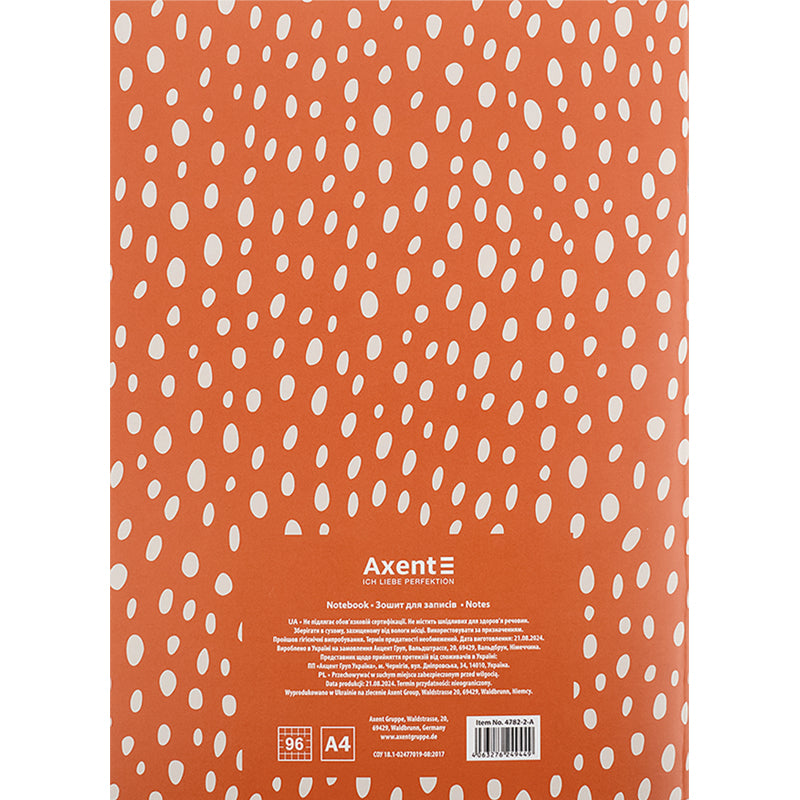 Notizbuch für Notizen Axent 4782-2-A, A4, 96 Blätter, Zelle, orange