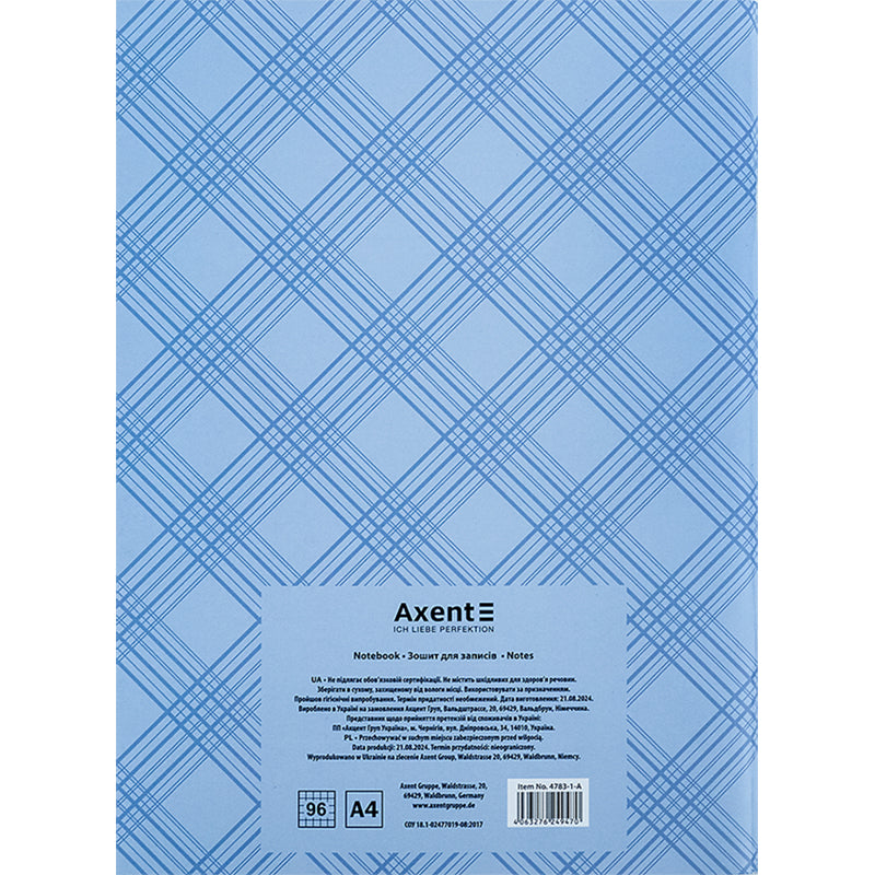 Notizbuch für Notizen Axent 4783-1-A, A4, 96 Blätter, Zelle, blau