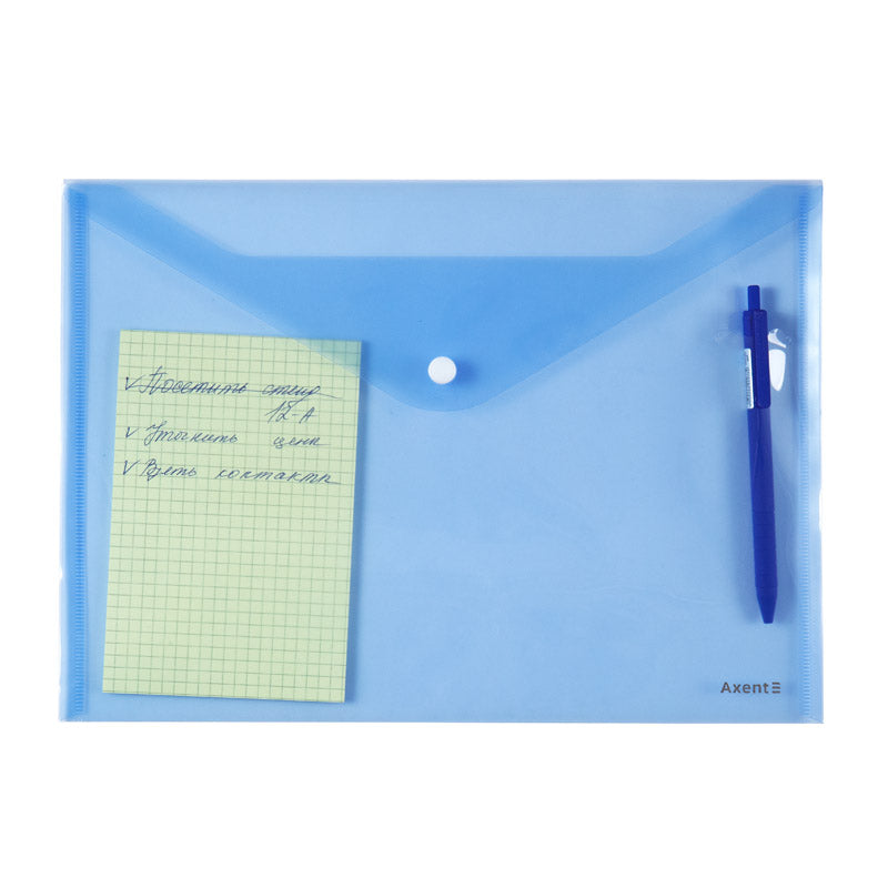 Dokumententaschen mit Druckknopf Axent 1402-22-A, A4, glänzend, blau