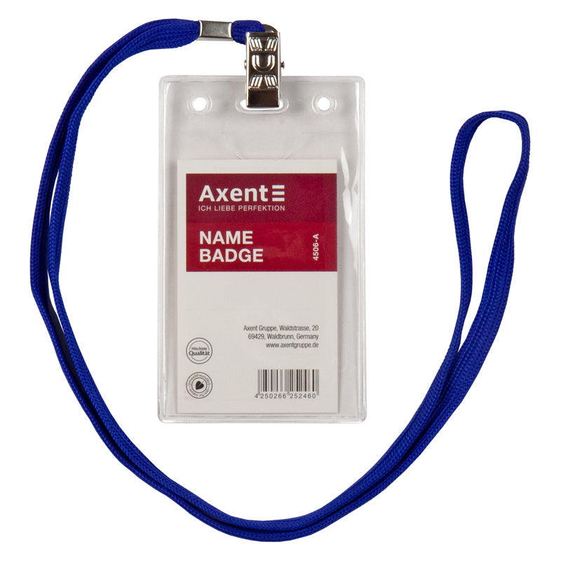 Vertikaler Badge Axent 4506-A, transparent, mit Textilband