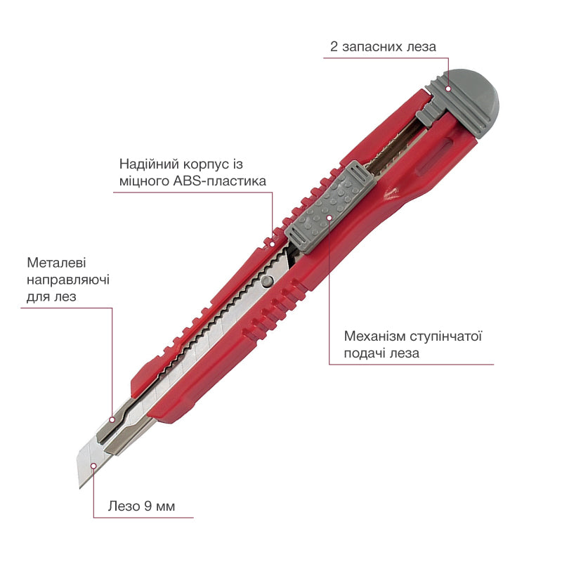 Cuttermesser Axent 6601-A mit Metallführung, 9 mm