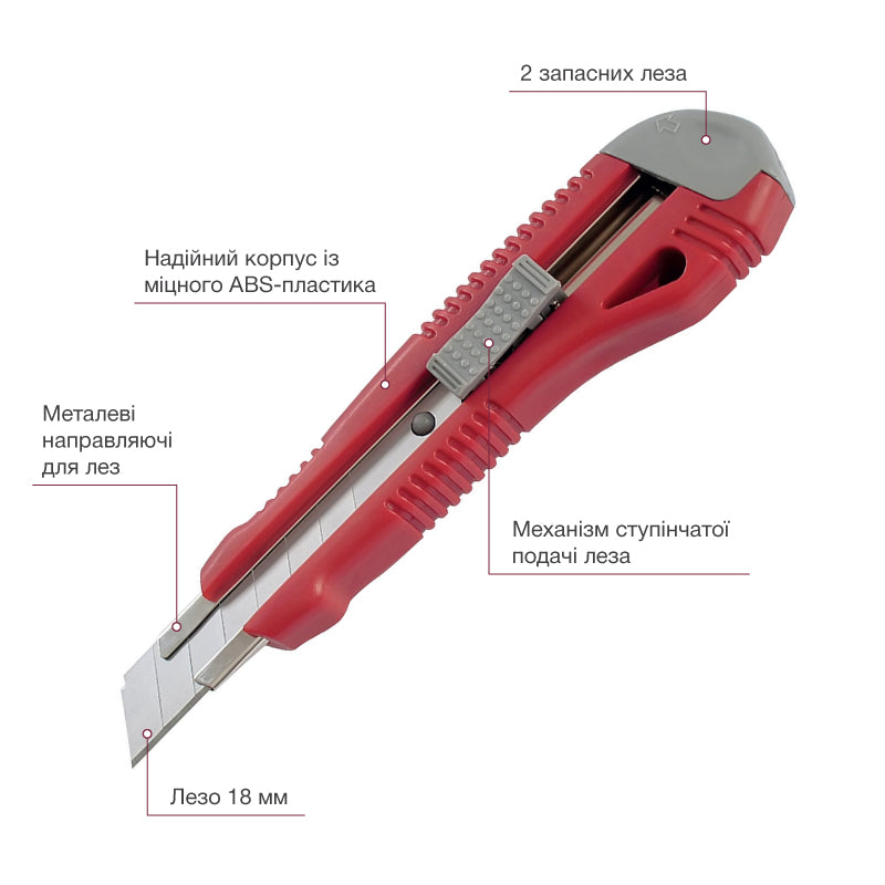 Cuttermesser Axent 6602-A mit Metallführung, 18 mm