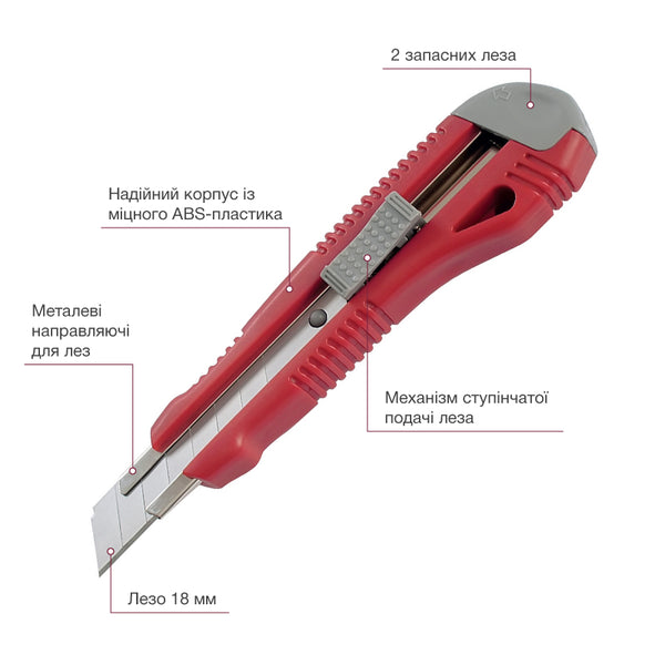 Cuttermesser Axent 6602-A mit Metallführung, 18 mm