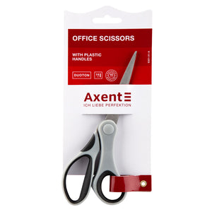 Büroscheren Axent Duoton 6301-01-A, 18 cm, mit gummierten Komfort-Griffen, grau-schwarz