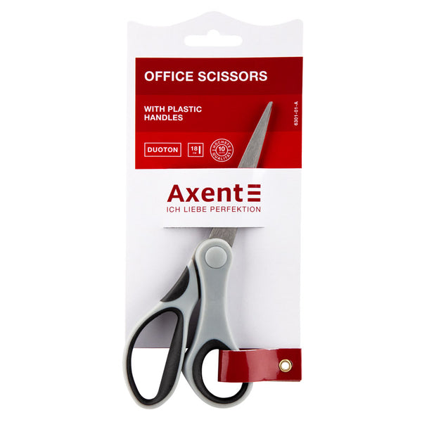 Büroscheren Axent Duoton 6301-01-A, 18 cm, mit gummierten Komfort-Griffen, grau-schwarz