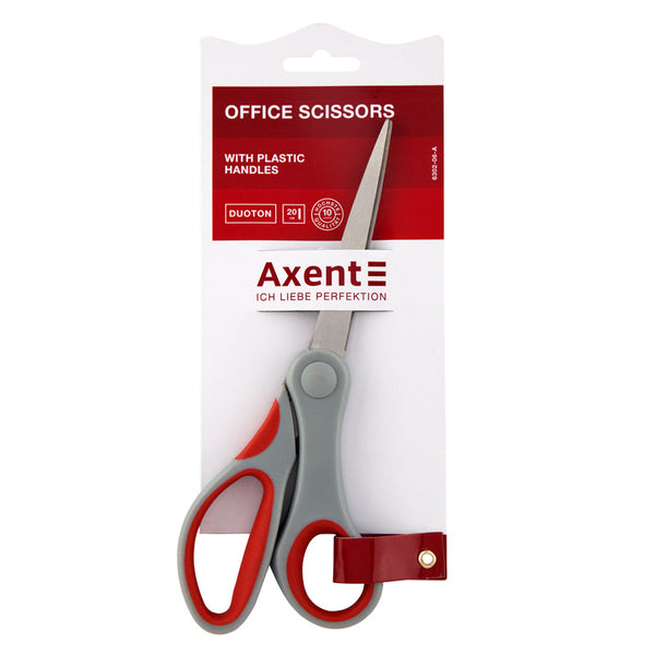 Büroscheren Axent Duoton 6302-06-A, 20 cm, mit gummierten Komfort-Griffen, grau-rot