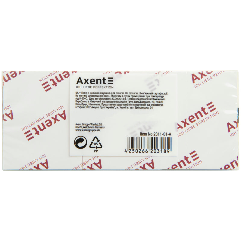 Haftnotizblock Axent 2311-01-A, 50x40 mm