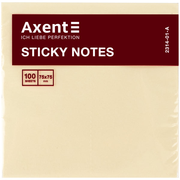 Haftnotizblock Axent 2314-01-A, 75x75 mm, 100 Blätter, gelb