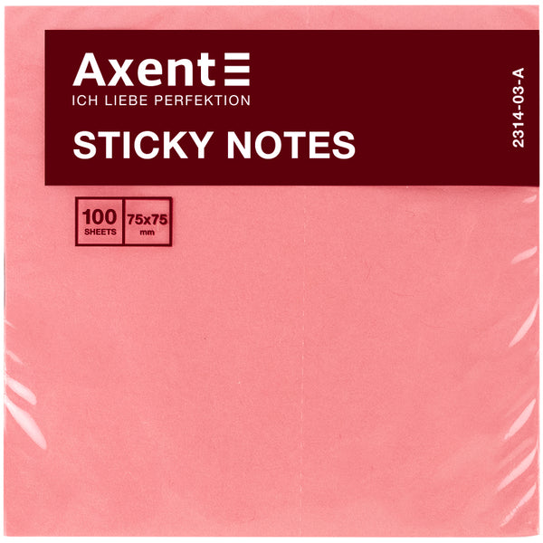 Haftnotizblock Axent 2314-03-A, 75x75 mm, 100 Blätter, rosa