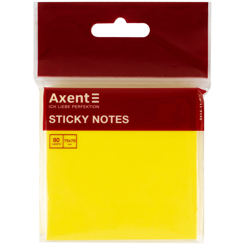 Haftnotizblock Axent 2414-11-A, 75x75 mm, 80 Blätter, Neon-Gelb