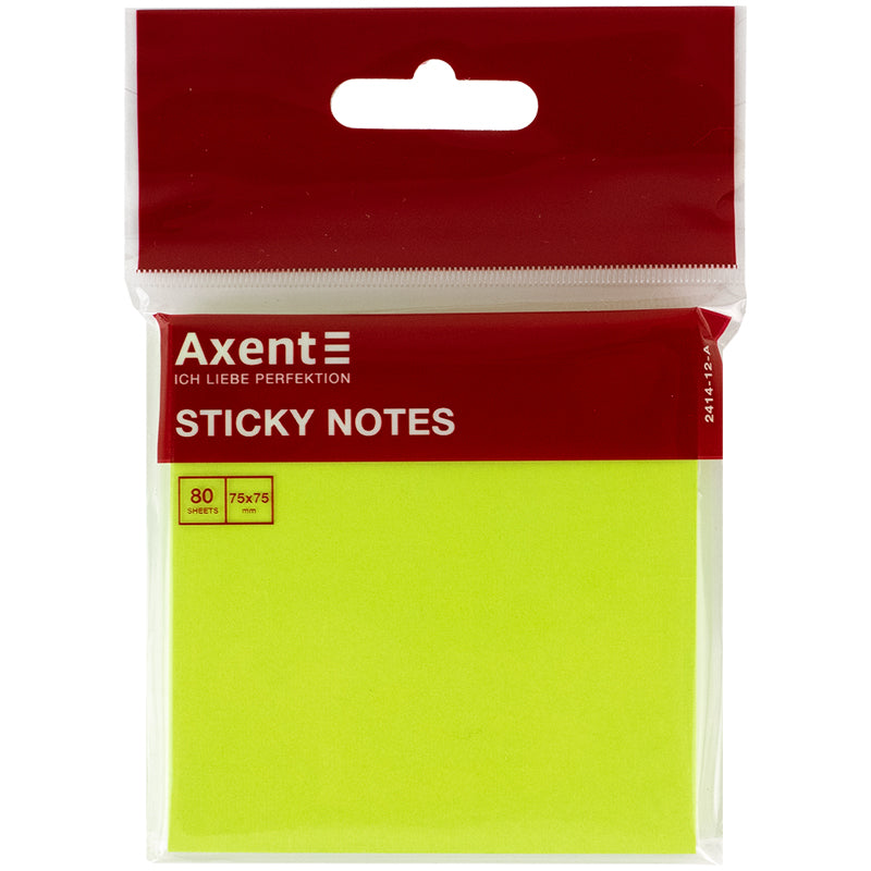 Haftnotizblock Axent 2414-12-A, 75x75 mm, 80 Blätter, Neon-Grün