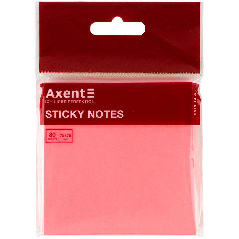 Haftnotizblock Axent 2414-13-A, 75x75 mm, 80 Blätter, Neon-Pink