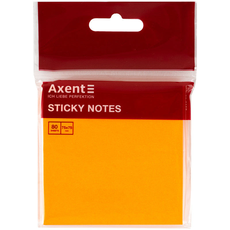 Haftnotizblock Axent 2414-15-A, 75x75 mm, 80 Blätter, Neon-Orange