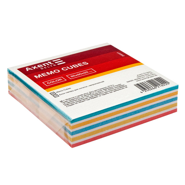 Note papers Axent Delta Color D8021 80x80x20 mm, unglued