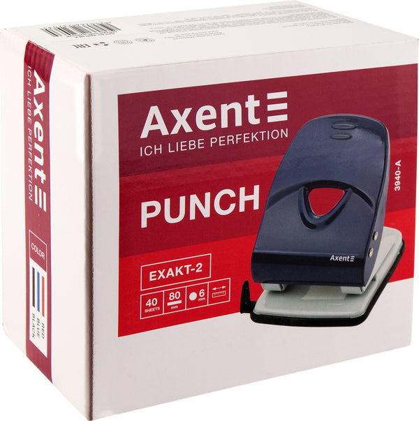 Locher Axent Exact-2 3940-06-A, Metall, 40 Blätter, rot
