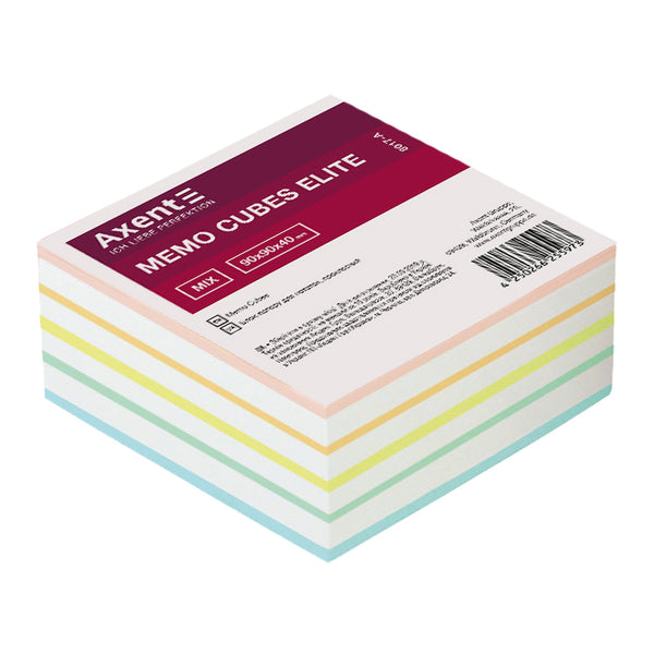 Note paper Axent Elite "Mix" 8017-A, 90Х90Х40mm, glued