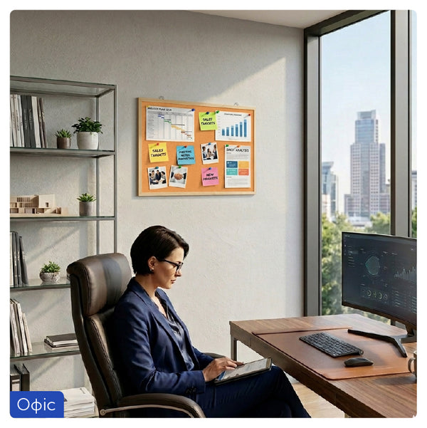 Cork board Axent 9601-A, 45Х60 cm, wood frame