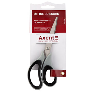 Büroscheren Axent Duoton Soft 6101-01-A, 16,5 cm, mit gummierten Komfort-Griffen, grau-schwarz