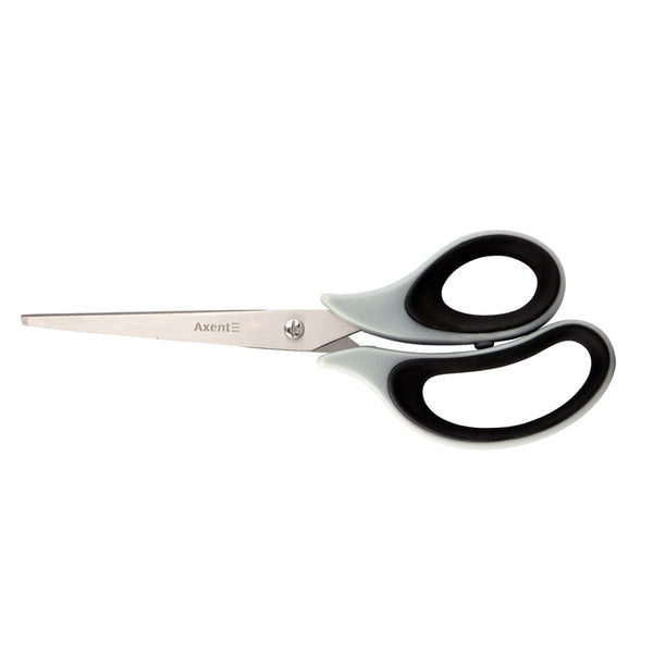 Büroscheren Axent Duoton Soft 6102-01-A, 21 cm, mit gummierten Komfort-Griffen, grau-schwarz