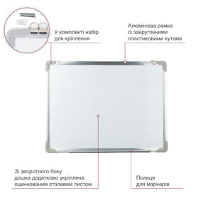 Whiteboard magnethaftend Delta D9611, trocken abwischbar, 45x60 cm, Alu-Rahmen