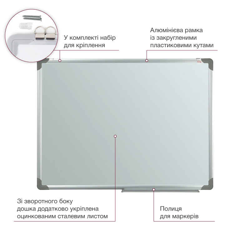 Whiteboard magnethaftend Delta D9613, trocken abwischbar, 90x120 cm, Alu-Rahmen