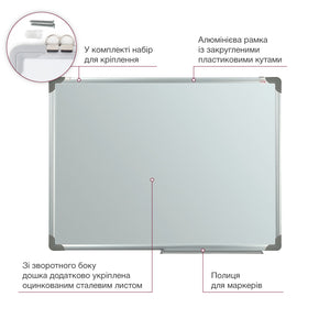 Whiteboard magnethaftend Delta D9613, trocken abwischbar, 90x120 cm, Alu-Rahmen