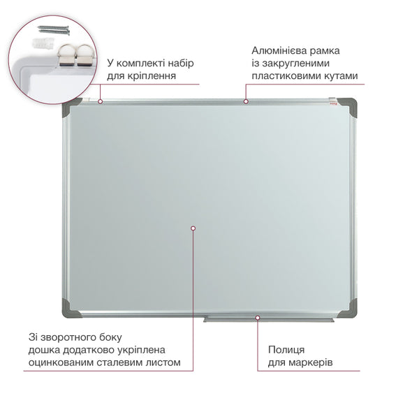 Whiteboard magnethaftend Delta D9613, trocken abwischbar, 90x120 cm, Alu-Rahmen