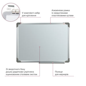 Whiteboard magnethaftend Delta D9612, trocken abwischbar, 60x90 cm, Alu-Rahmen