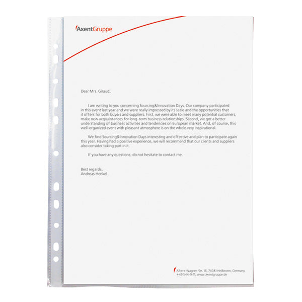 Sheet protector Axent 2007-00-A, А4+, glossy, 30  mcm (100 pcs.)