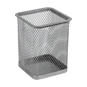 Metal pen stand Axent 2111-03-A, 80х80х100 mm, squared, silver